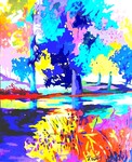Le plan d'eau pr&egrave;s de Gourin - 20F (73x60 cm)