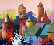 La forteresse de Foug&egrave;res vu des toits - 25F (81x65 cm)